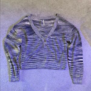 Free People Blue V-Neck Sweater